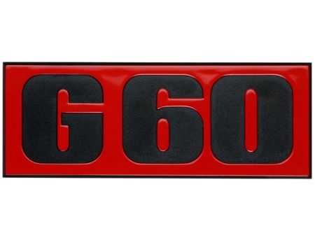 "G60"-Emblem für Kühlergrill, Farbe: satinschwarz/tornadorot. Achtung: Nur Kühlergrill 191853651E GRU (siehe auch Bild Nr. 2)!  Rallye Golf G60