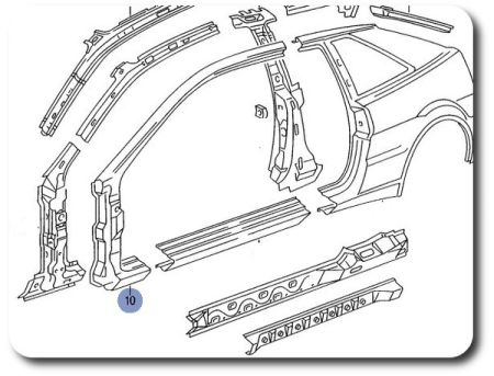 Abschnittsteil A-Säule links Corrado alle Baujahre Artikel entspricht Position Nr. 10 im Schaubild.