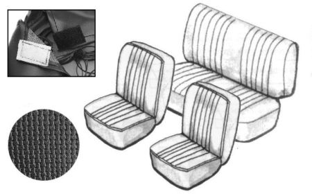 Sitzbezug Set ohne Kopfstütze schwarz rau Vinyl