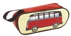 Split Bus Federmäppchen rot mit schwarz.